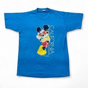 Mickey California Vintage 80s Shirt Blue Single Stitch Velva Sheen T-shirt Large